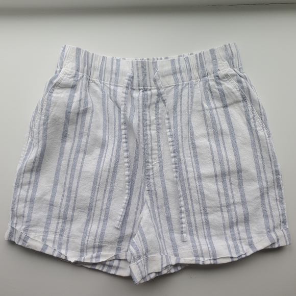NWOT White and Blue Stripe Soft Beach Shorts - Picture 2 of 3